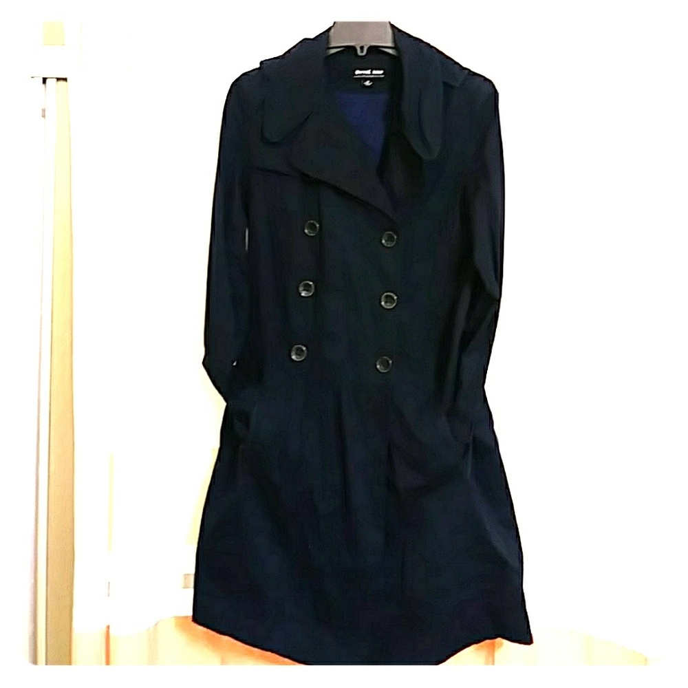 Navy double breasted trench coat
